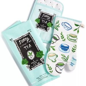 NWT Kate Spade Sunny Disposition Tea Set of Oven Mitts, Hot Pad, and Towel